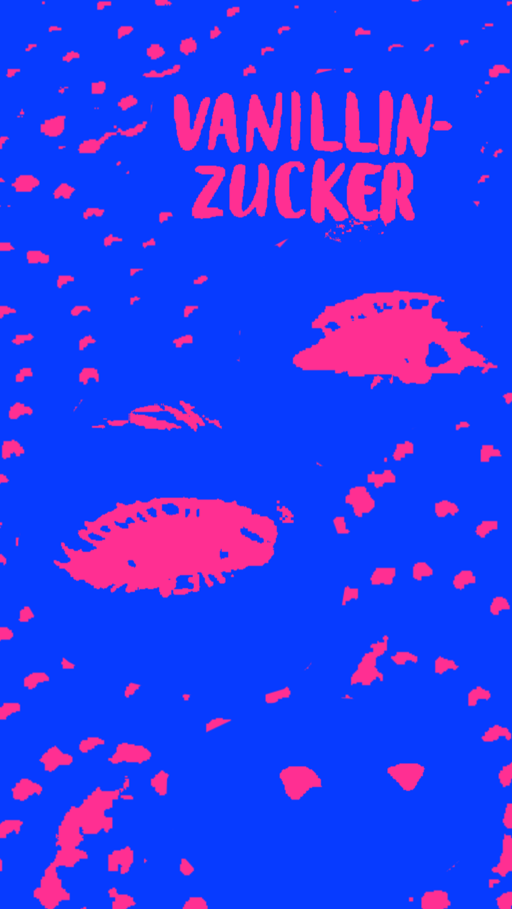 Abstractinator Collage, Vanillin-Zucker in Blau und Pink