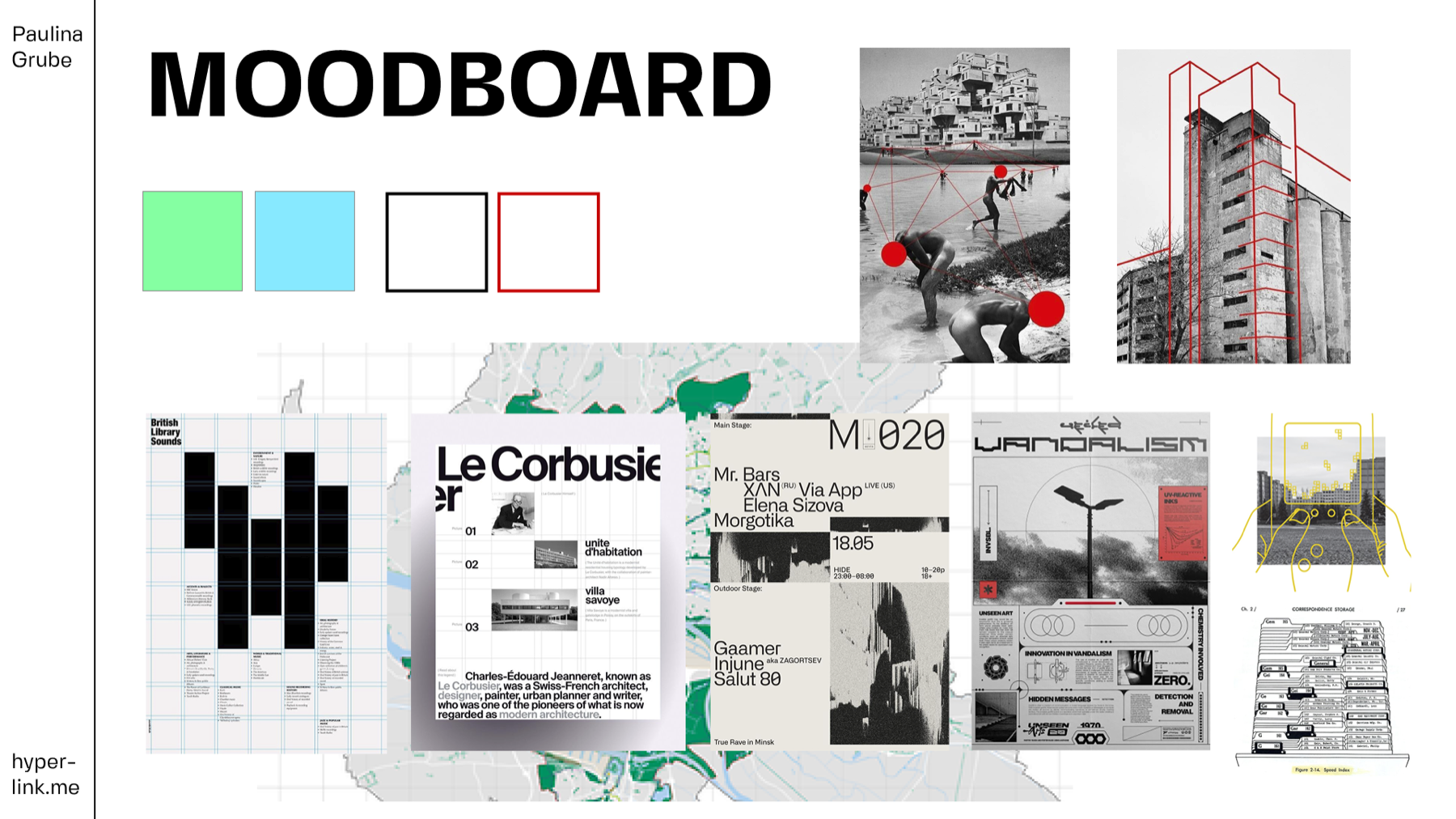 Moodboard, Streetart, Architektur, Rastersysteme