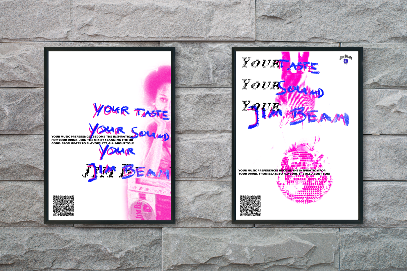 Alternatives Poster-Konzept, Your Taste Your Sound Your Jim Beam, an Steinwand