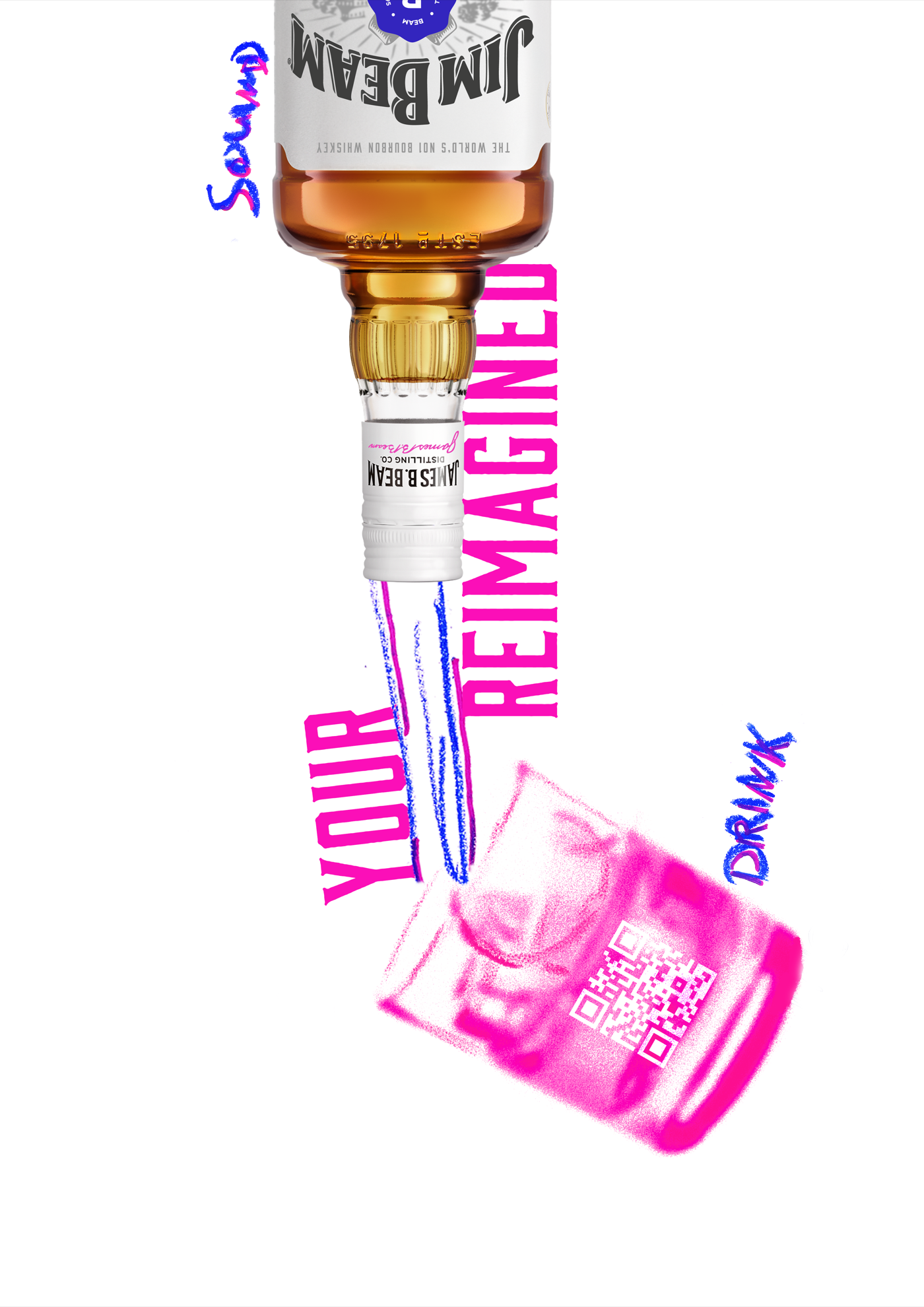 Sound to Taste Kompositionsstudie, gespiegelte Flasche